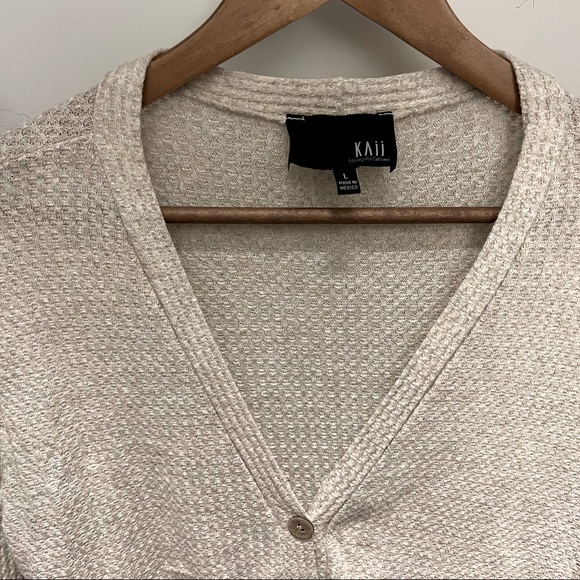 V Neck Button Up Ruffle Sweater - Picture 2 of 2